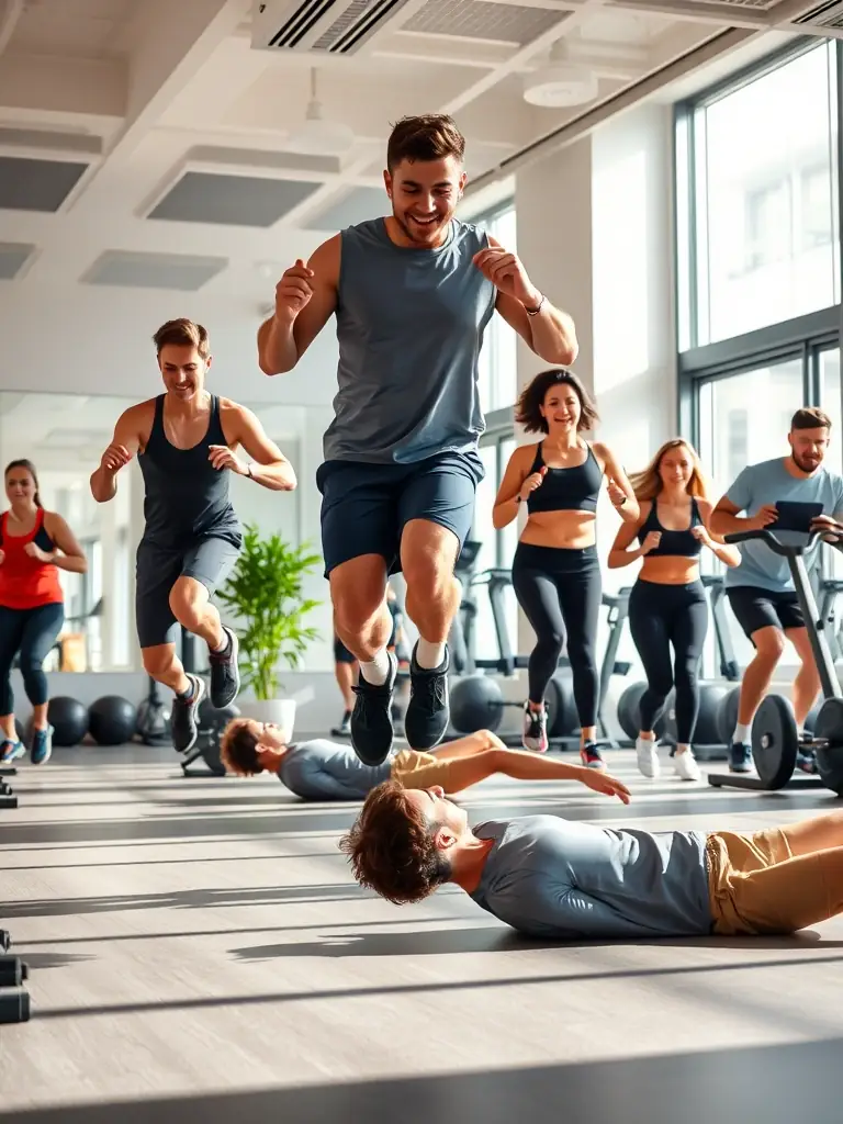 A group of people of various ages participating in a fitness class at USLS, demonstrating the club's commitment to health and wellness.